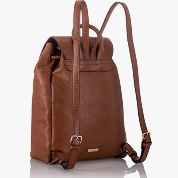 ALDO Drawstring Brown Backpack Adjustable Straps Snap Flap Closure - Picture 2 of 16